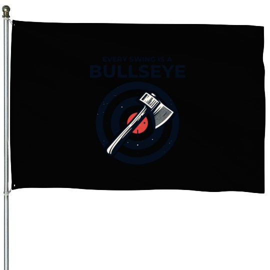 Axe Throwing Axe Thrower Lumberjack Funny Bullseye House Flags