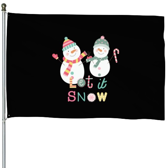 Fun Snowman Let It Snow Colorful Christmas House Flags
