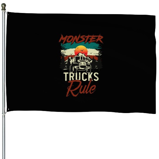 Monster Trucks And Mountain Adventures House Flags