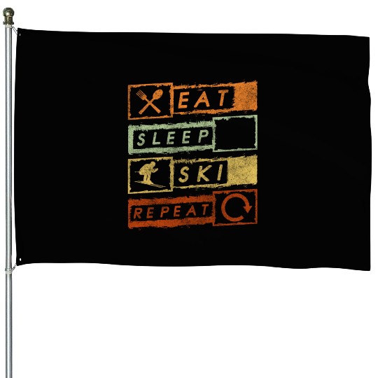 Skiing Mountain Winter Vacation Apres Ski House Flags