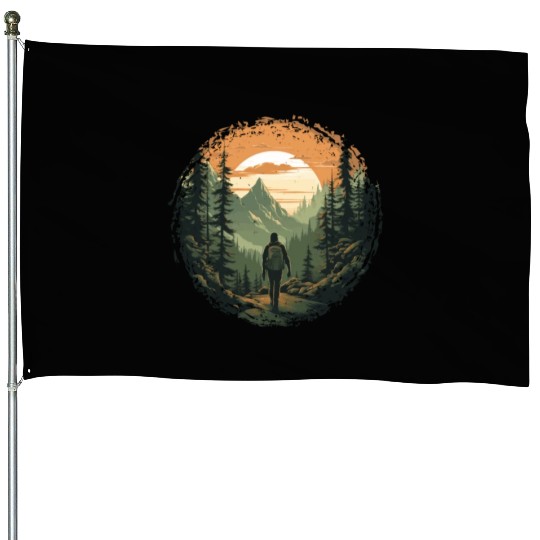 Forest nature trekking adventure House Flags