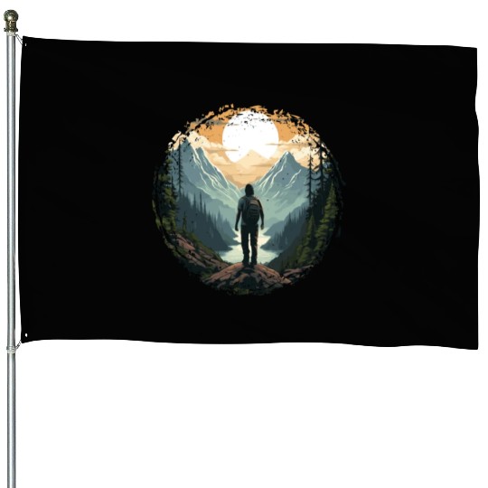 Forest nature trekking adventure House Flags