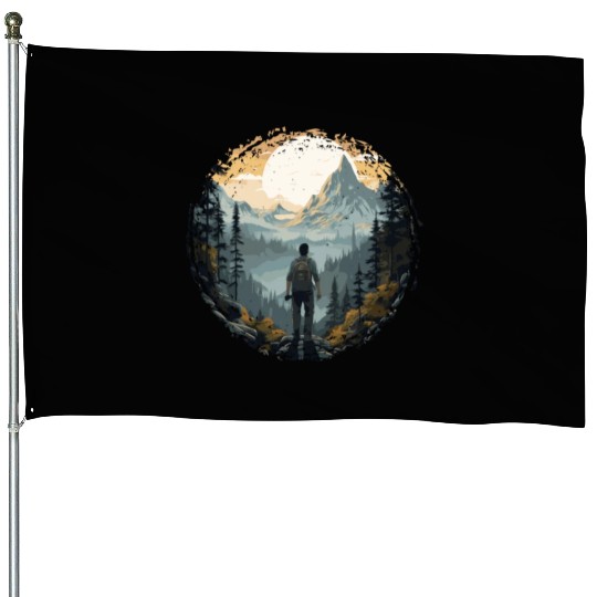 Forest nature trekking adventure House Flags