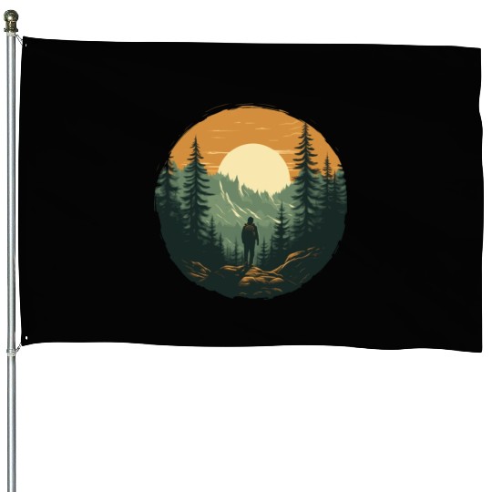 Forest nature trekking adventure House Flags
