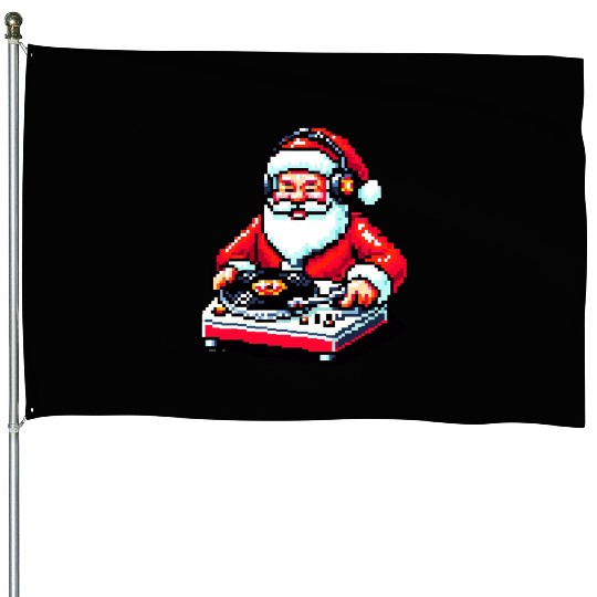 Retro 8-Bit DJ Santa: A Festive Musical Spin House Flags