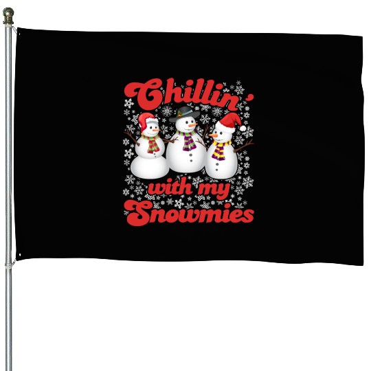 Snowmen Chilling with my Snowmies Winter House Flags