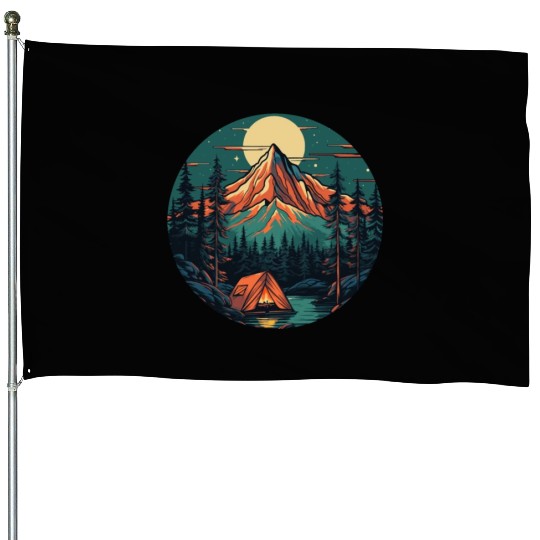 Forest nature trekking adventure House Flags