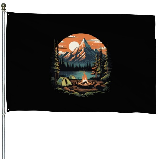 Forest nature trekking adventure House Flags