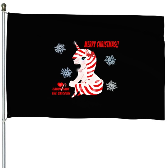 "Candy Cane the Unicorn" (Snowflake Snuggliezz) House Flags