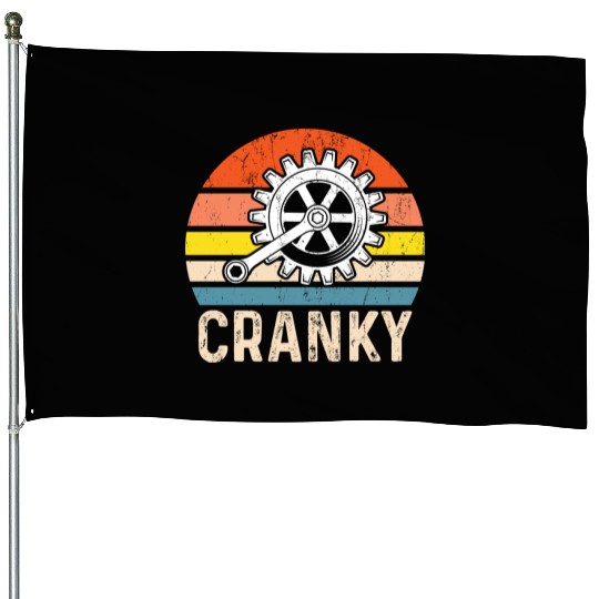 Cranky Vintage Sun funny Bicycle Lovers House Flags