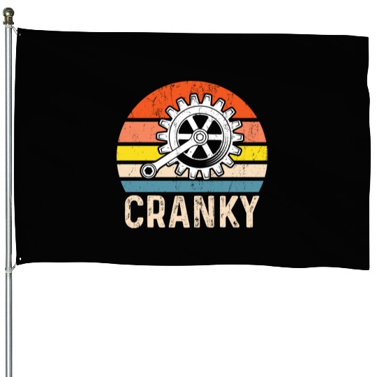 Cranky Vintage Sun funny Bicycle Lovers House Flags