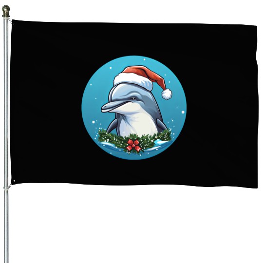 Dolphin Christmas House Flags