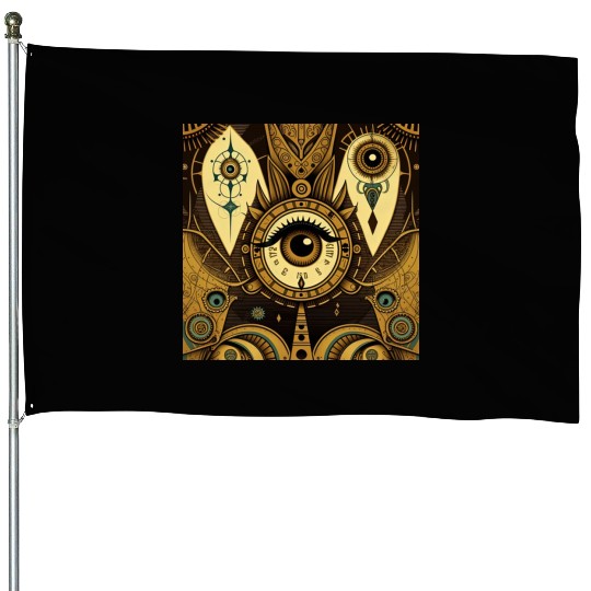 Abstract New Age 1920s Steampunk Design House Flags