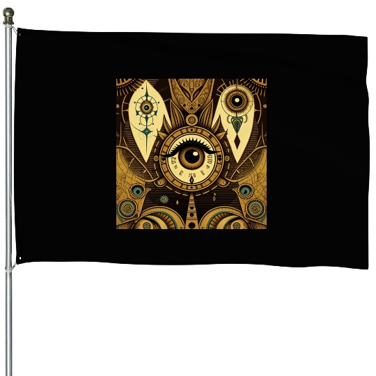 Abstract New Age 1920s Steampunk Design House Flags