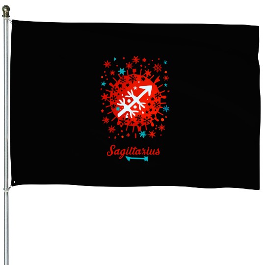 Sagittarius in the Winter Wonderland House Flags