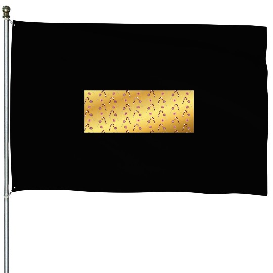 Christmas candy canes on a golden imitation backgr House Flags