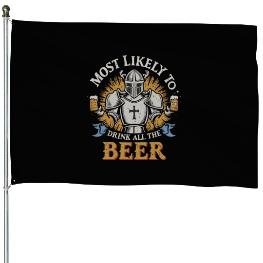 Christmas Most Likely To Drink All The Beer Winter House Flags