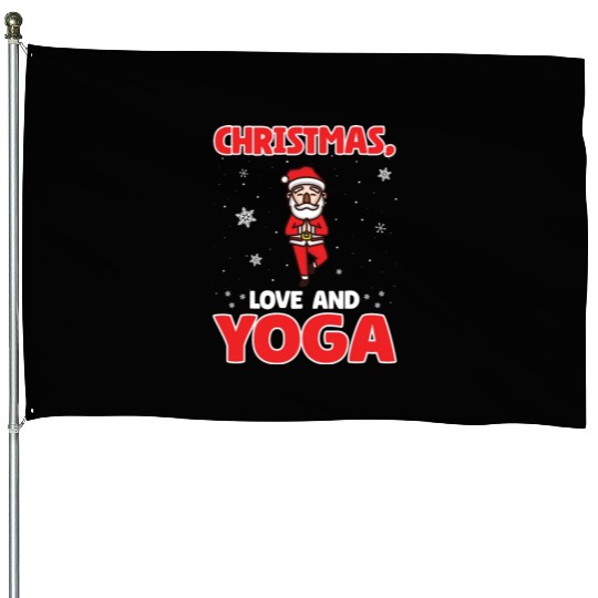 Yogini Yoga Meditation Christmas, Love And Yoga House Flags