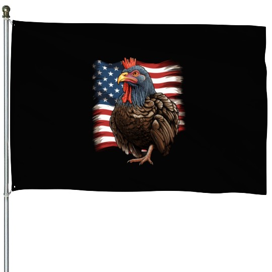 Funny thanksgiving turkey with USA flag House Flags
