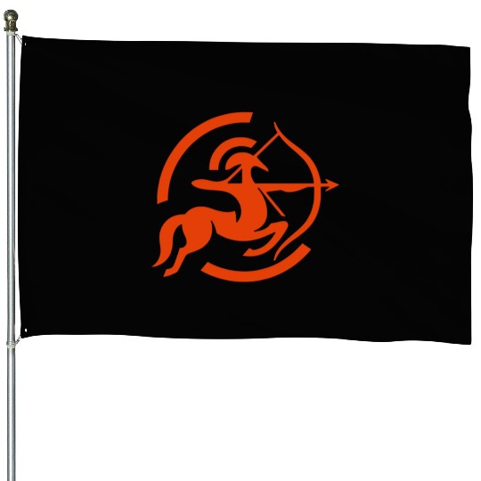 Zodiac Sagittarius Arc Icon Minimalistic In Red House Flags