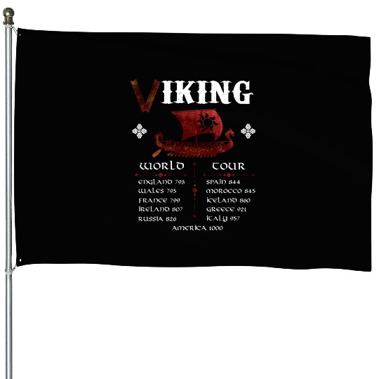 Vikings Dragon Ship VEGVISIR Runes House Flags