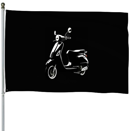Scooter Motorcycle Moped Rider House Flags