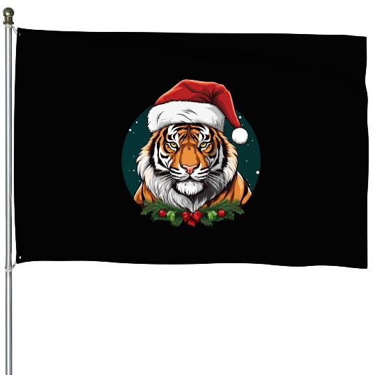 Tiger Christmas House Flags