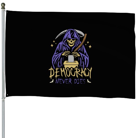 Democracy Never Dies Spooky Halloween Voting Meme House Flags