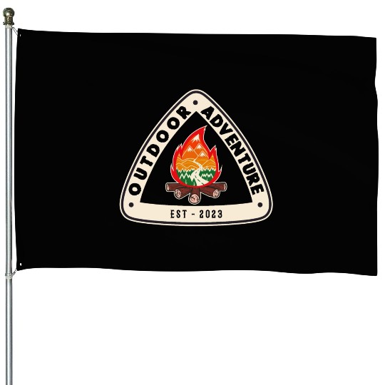 Outdoor Adventure Camper Camping Campfire Tent House Flags