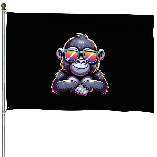 Gorilla With Sunglasses House Flags
