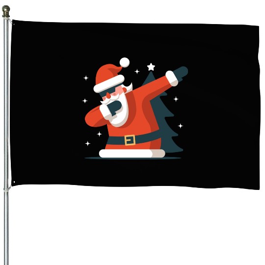 Dabbing Santa House Flags