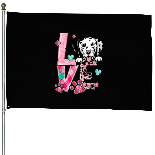 Dalmation Dog I Love My Dog Valentines Day House Flags