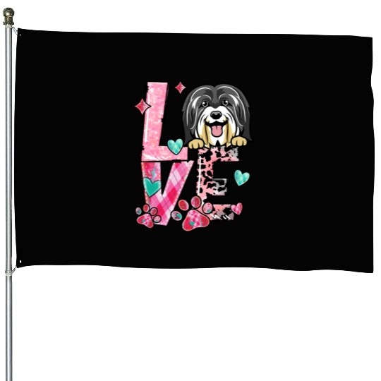 Havanese Dog I Love My Dog Fur Baby Valentines Day House Flags