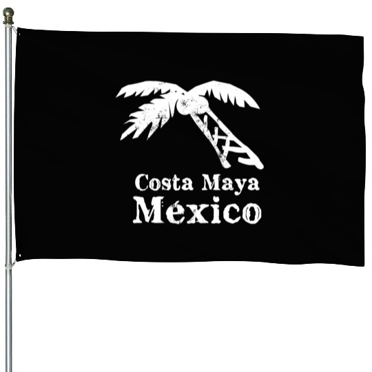 Costa Maya Mexico Palm Tree Vacation Trip Beach Me House Flags