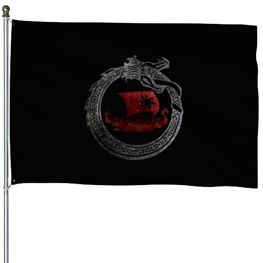 Jormungandr Vikings Dragon Ship Thor Mjolnir House Flags
