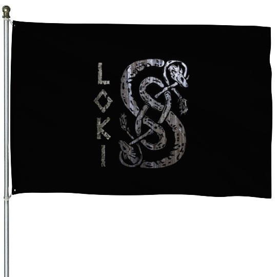 Loki's Symbol The Serpent House Flags Thor Mjolnir Valknut