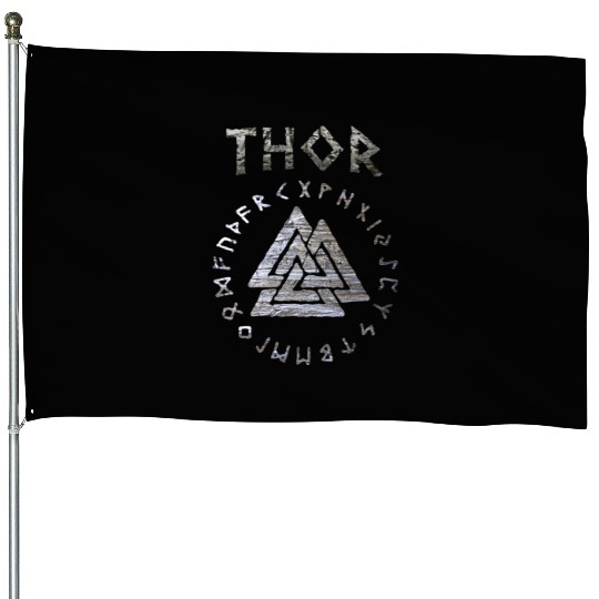 Thor Mjolnir Valknut Vikings Runes House Flags