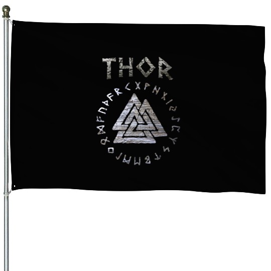 Thor Mjolnir Valknut Vikings Runes House Flags