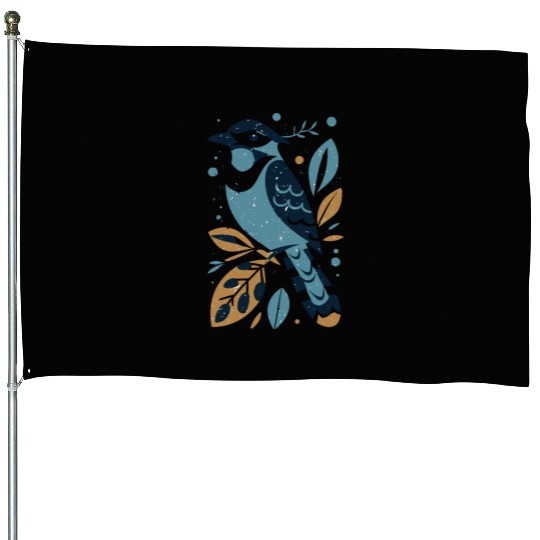 Blue Jay Bird House Flags