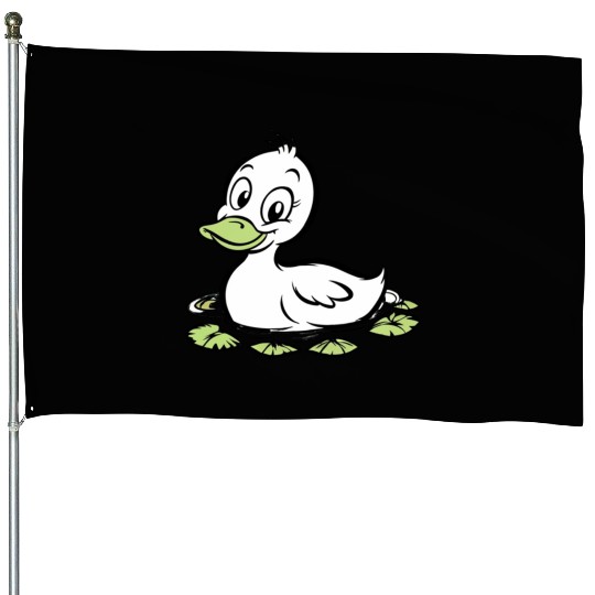 Cute duck swimming in a swamp House Flags
