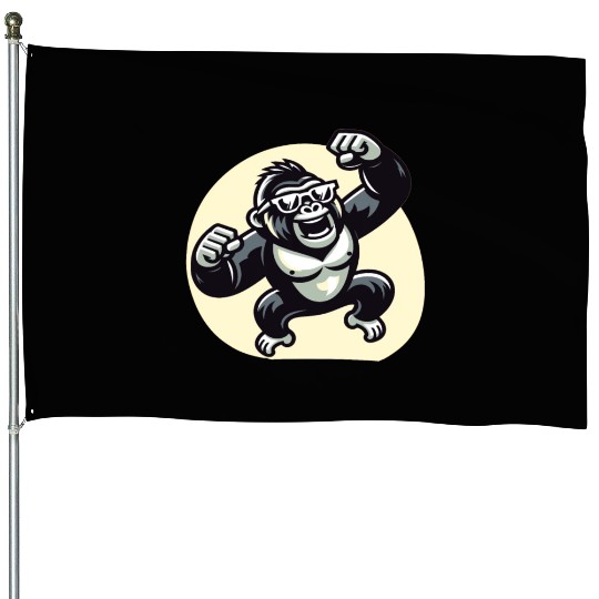 Gorilla With Sunglasses House Flags