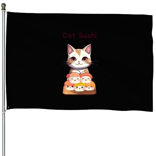 Cat Sushi House Flags