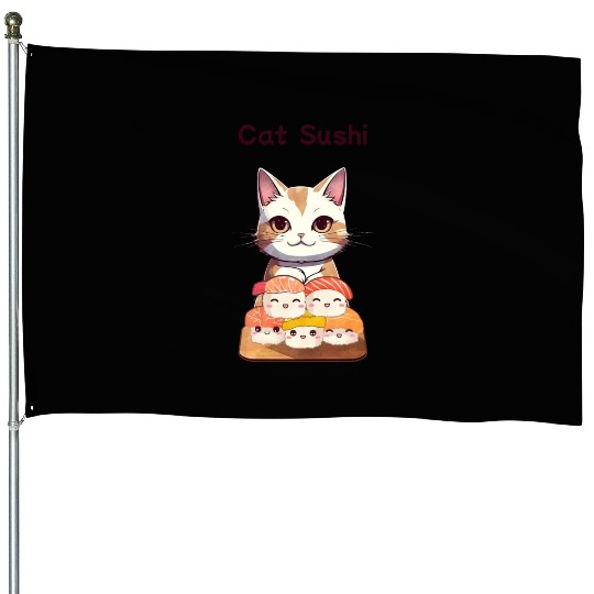 Cat Sushi House Flags
