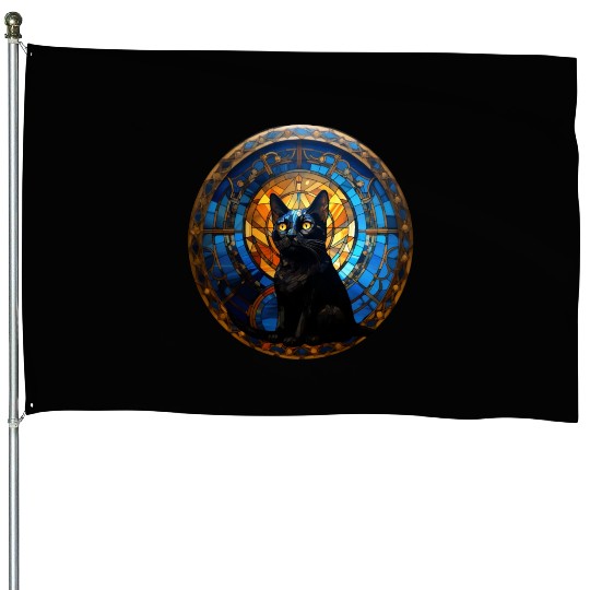 Bombay cat in stained glass House Flags