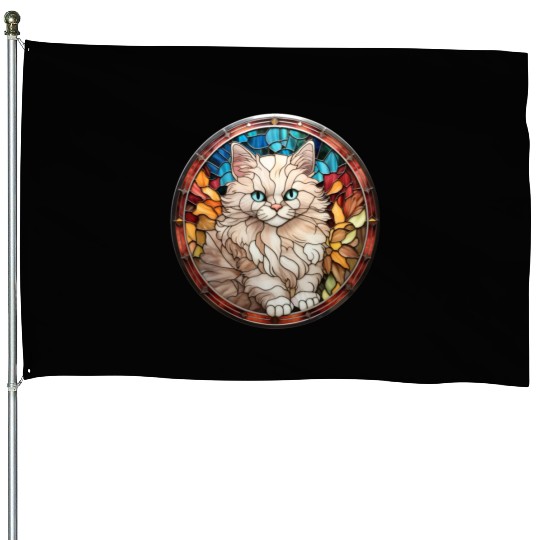 Ragdoll kitten in stained glass House Flags