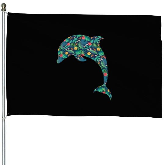 Dolphin Tropical Flower Floral House Flags