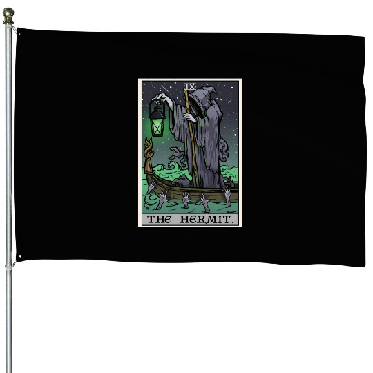 The Hermit Tarot Card Gothic Halloween Grim Reaper House Flags