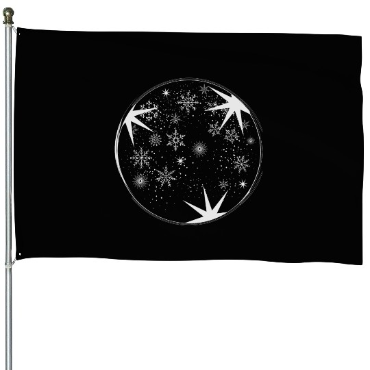 beautiful stars and snow for Christmas House Flags