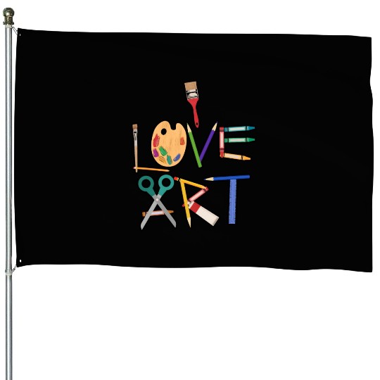 I Love Painting Teacher Drawing House Flags