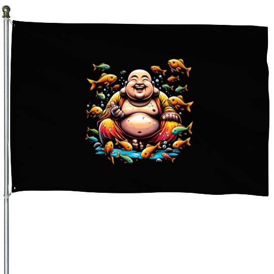 Buddhism and Underwater World - Peaceful Diving House Flags